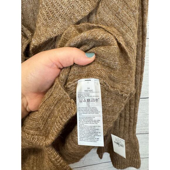 Old Navy Plus Size Tan Wool-Blend Ruffle Tie-Front Cropped Cardigan Size 3X - Picture 7 of 9